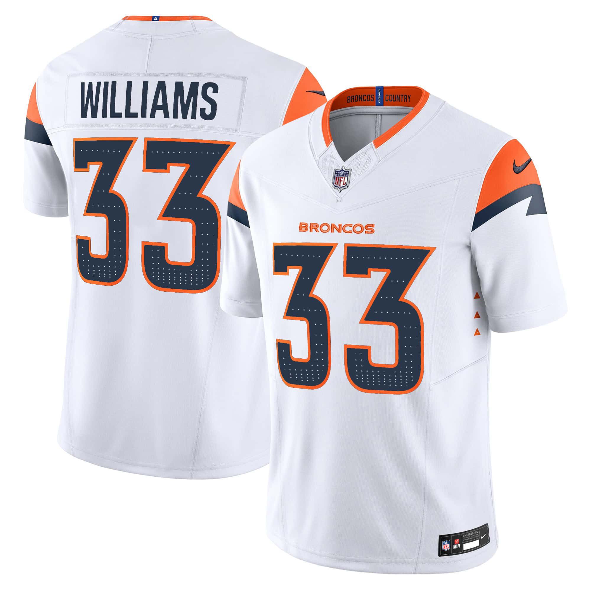 Men Denver Broncos #33 Williams White 2024 Nike Vapor Limited NFL Jersey